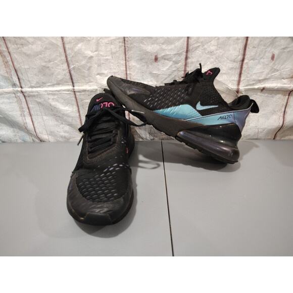 NIKE AIR MAX Black / Blue 270 Unisex Sixe 6 1/2 - Preowned - Picture 2 of 10